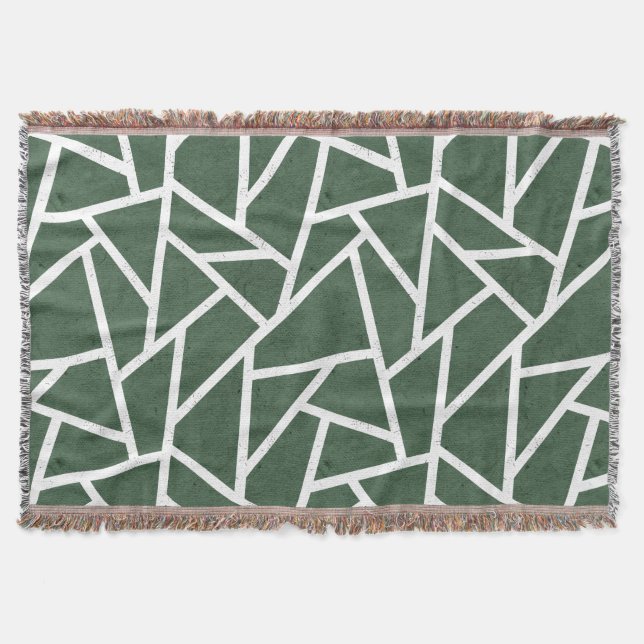 Manta Patrón de mosaico verde y blanco (Anverso)