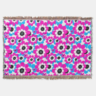 Manta Patrón de neón brillante floral Crimson brillantes