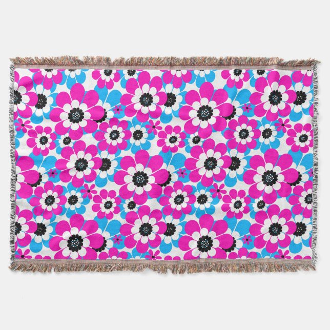 Manta Patrón de neón brillante floral Crimson brillantes (Anverso)