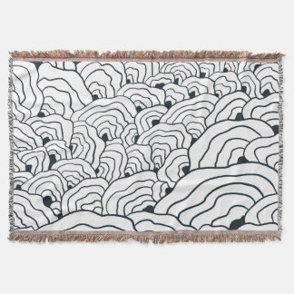 Manta Patrón de onda monocroma, arte de línea abstracta