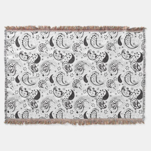 Manta Patrón de paisley en negro y blanco – Arte textil