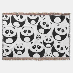 Manta Patrón de Panda blanco y negro de Kawaii