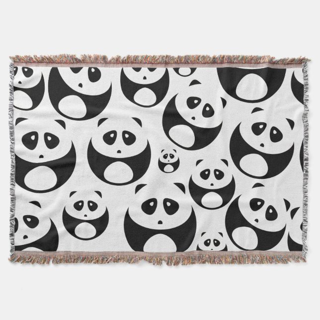 Manta Patrón de Panda blanco y negro de Kawaii (Anverso)
