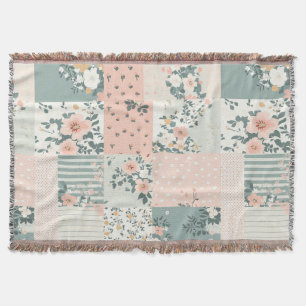 Manta Patrón de parchwork floral vintage - Pastel (1)