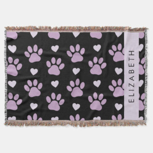 Manta Patrón De Patas, Patas Lilac, Corazones, Tu Nombre