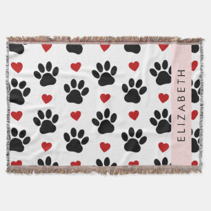Manta Patrón De Patas, Patas Negras, Corazones Rojos, Tu