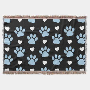 Manta Patrón De Patas, Perros, Patas Azules, Corazones B