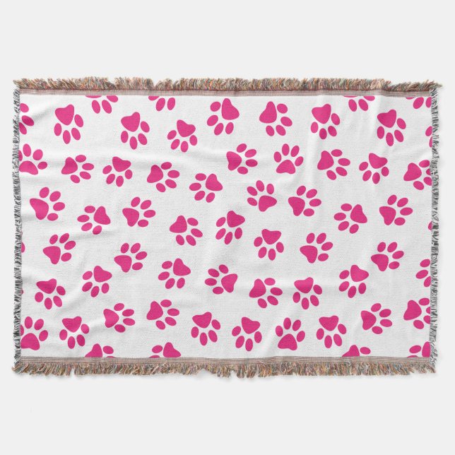 Manta Patrón De Paws, Paws De Perro, Paws Rosados (Anverso)