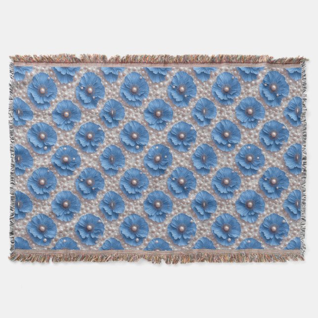 Manta Patrón de perla floral azul (Anverso)