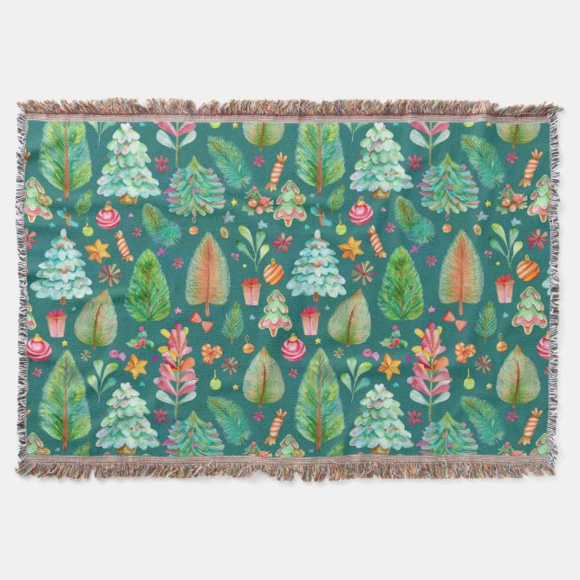 Manta Patrón de pinos navidades (Anverso)