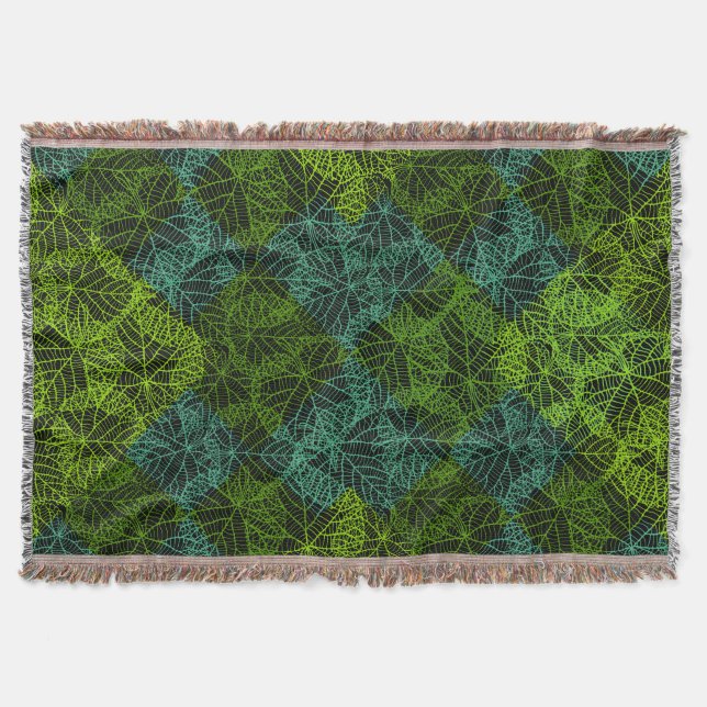 Manta Patrón de plantas.11b Negro BG (Anverso)