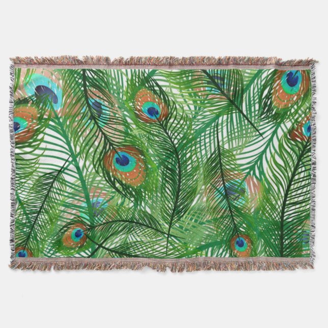 Manta patrón de plumas de pavo real (Anverso)