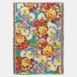 Manta Patrón de Primrosis Floral Vintage de color