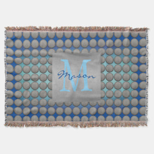 Manta Patrón de punto de polka azul y gris