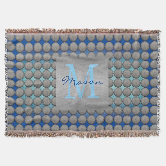 Manta Patrón de puntos de polka azul y gris (Anverso)