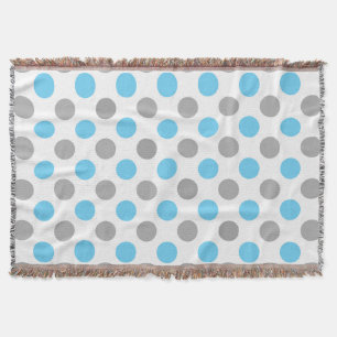 Manta Patrón de puntos de polka azul y gris
