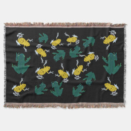 Manta Patrón de ranas verdes amarillas