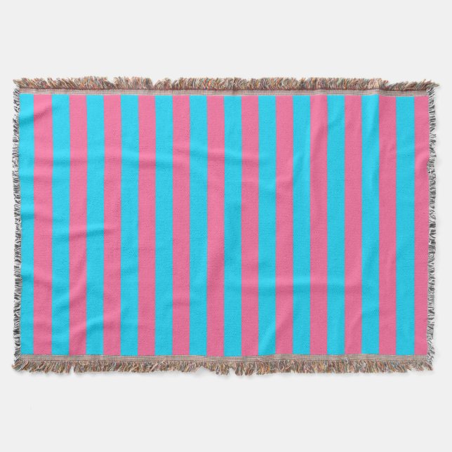 Manta Patrón de rayas azules rosadas  (Anverso)