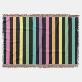 Manta Patrón de rayas negras y arcoíris pasteles