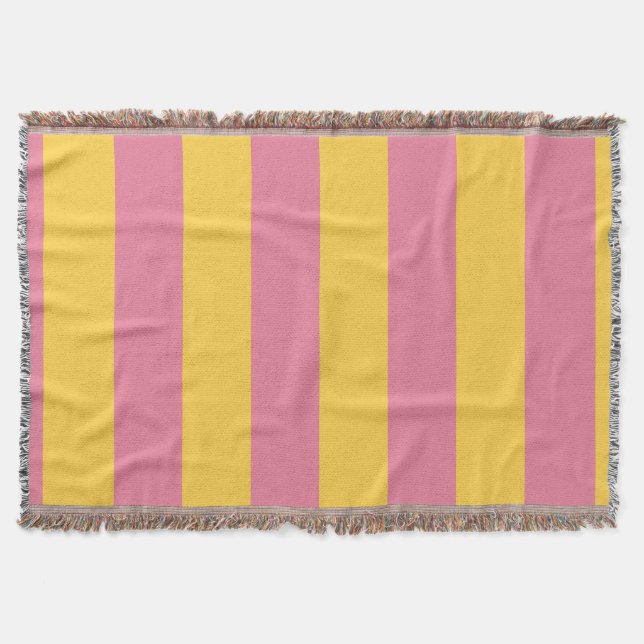 Manta Patrón de rayas verticales rosa y amarillo vibrant (Anverso)