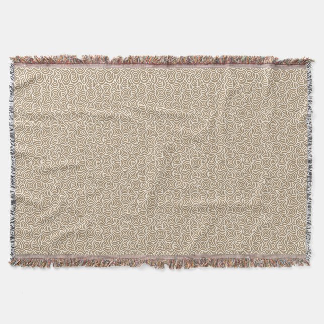 Manta Patrón de remolino japonés - taupe beige y blanco (Anverso)