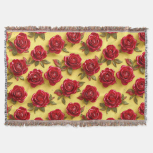 Manta patrón de rosas rojas 3d