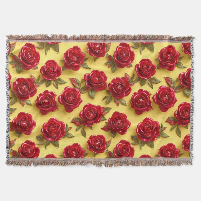 Manta patrón de rosas rojas 3d (Anverso)