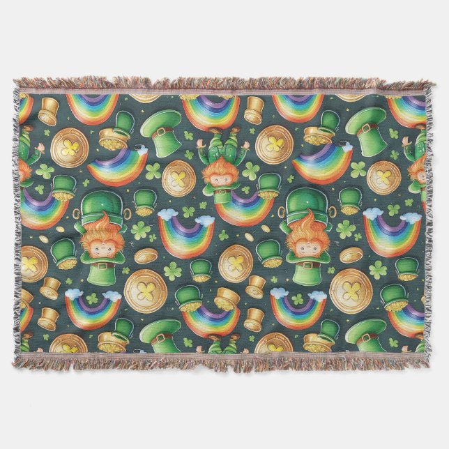 Manta Patrón de San Patricio - leprechauns y oro (Anverso)