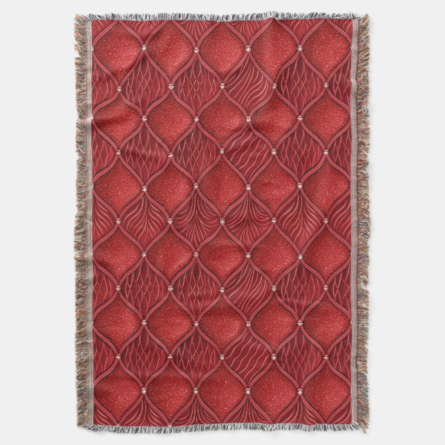 Manta Patrón de San Valentín rojo glam Art Deco (Frente vertical)