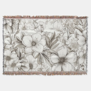 Manta Patrón de Sepia Floral Vintage (11)