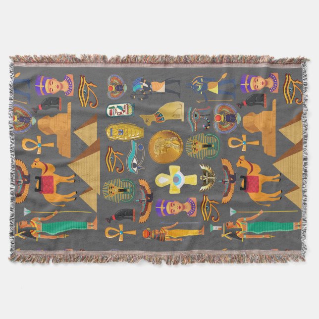 Manta Patrón de símbolo jeroglífico egipcio faraón (Anverso)