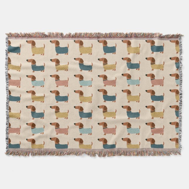 Manta Patrón de suéter acogedor para Dachshund (Anverso)