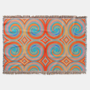 Manta Patrón De Swirl Abstracto Azul Naranja