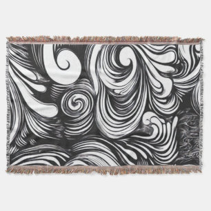Manta Patrón De Swirls Blanco Y Negro