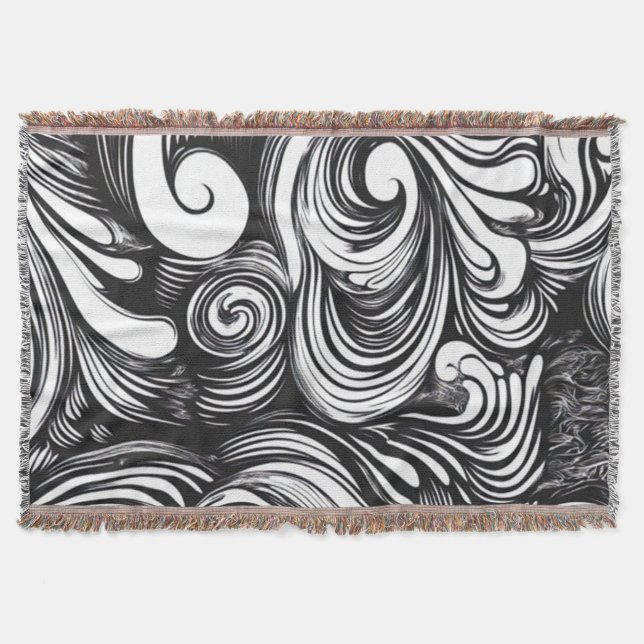 Manta Patrón De Swirls Blanco Y Negro (Anverso)
