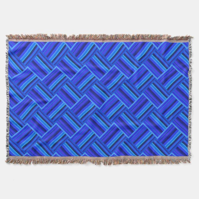 Manta Patrón de tejido diagonal de franjas azules (Anverso)