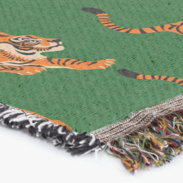 Manta Patrón de tigre con fondo verde