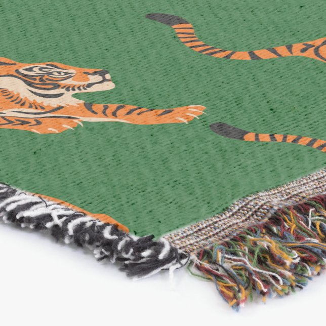 Manta Patrón de tigre con fondo verde (Esquina)