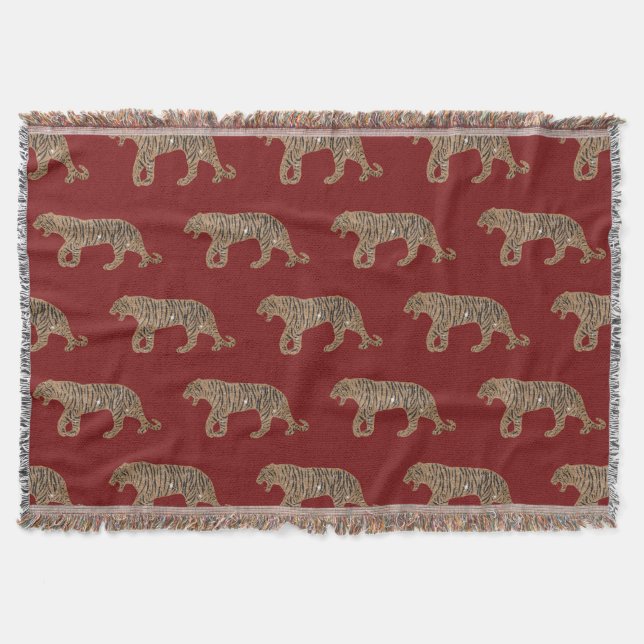 Manta Patrón de tigre del Purpurina rojo negro de moda (Anverso)