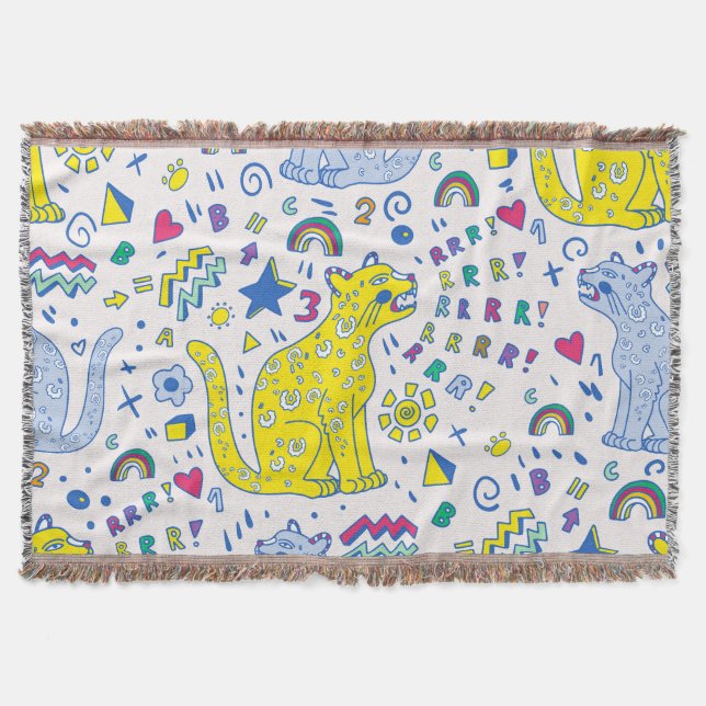 Manta Patrón de tigre infantil y arcoiris (Anverso)