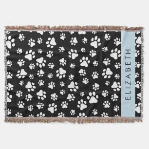 Manta Patrón de traza, garras de perro, negro y blanco,