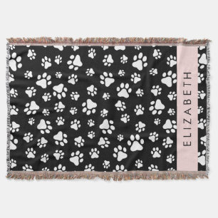 Manta Patrón de traza, garras de perro, negro y blanco, 
