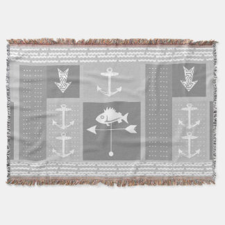 Manta Patrón de Vane del Clima de Pescado de Ancla Gris