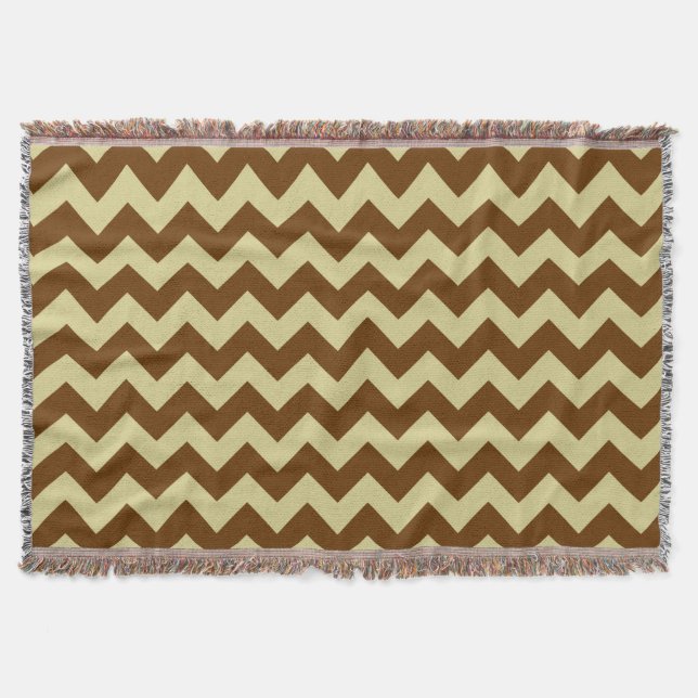 Manta Patrón de zigzag Chevron marrón y bronceado (Anverso)