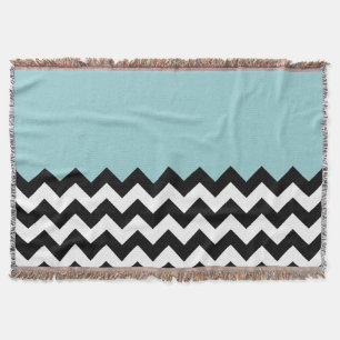 Manta Patrón de zigzag negro y blanco, chevron, azul