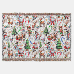 Manta Patrón decorativo de Navidad con fondo blanco
