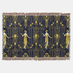 Manta Patrón decorativo dorado y negro de Gabsy
