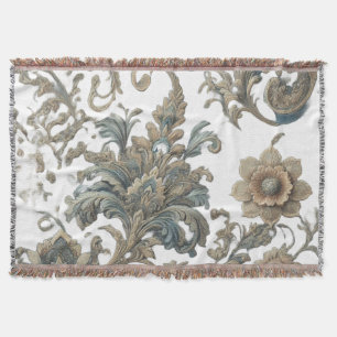 Manta Patrón Dusky Blue Floral Brocade