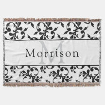 Patrón elegante de damasco francés blanco y negro