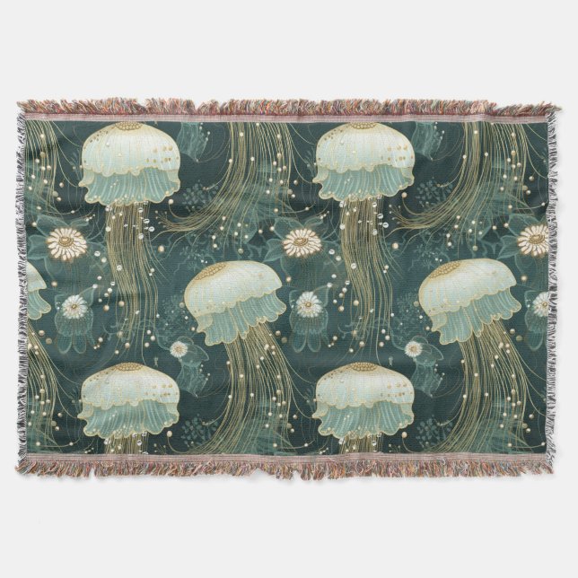 Manta Patrón elegante de medusas - Nombre personalizado (Anverso)